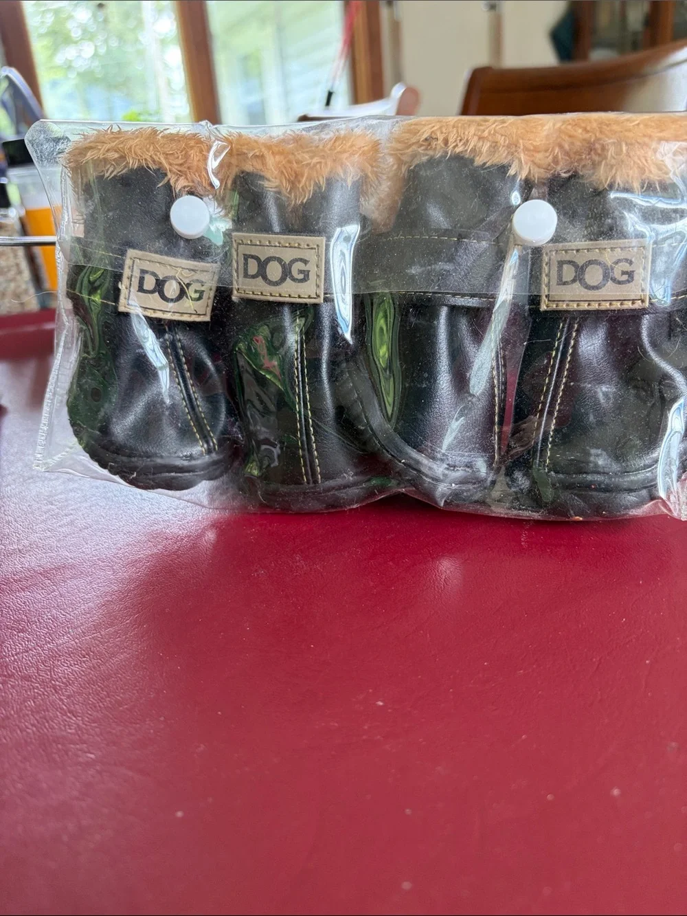 Dog Faux Fur Trim Black Pet Boots (Set of 4) and YAODHAOD boots
